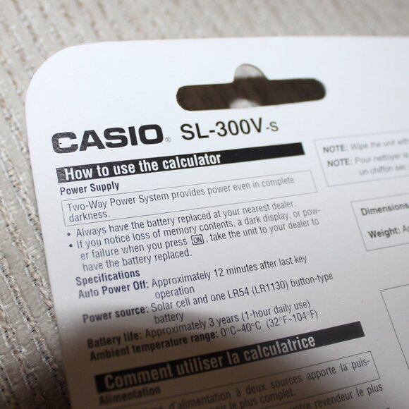 3/$55❤️sealed CASIO SL-300Ve-S Calculator Big Display Solar With Metal Cover NOS - Picture 5 of 6